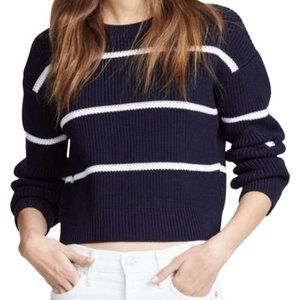 Vince Stripe Cropped Navy Sweater